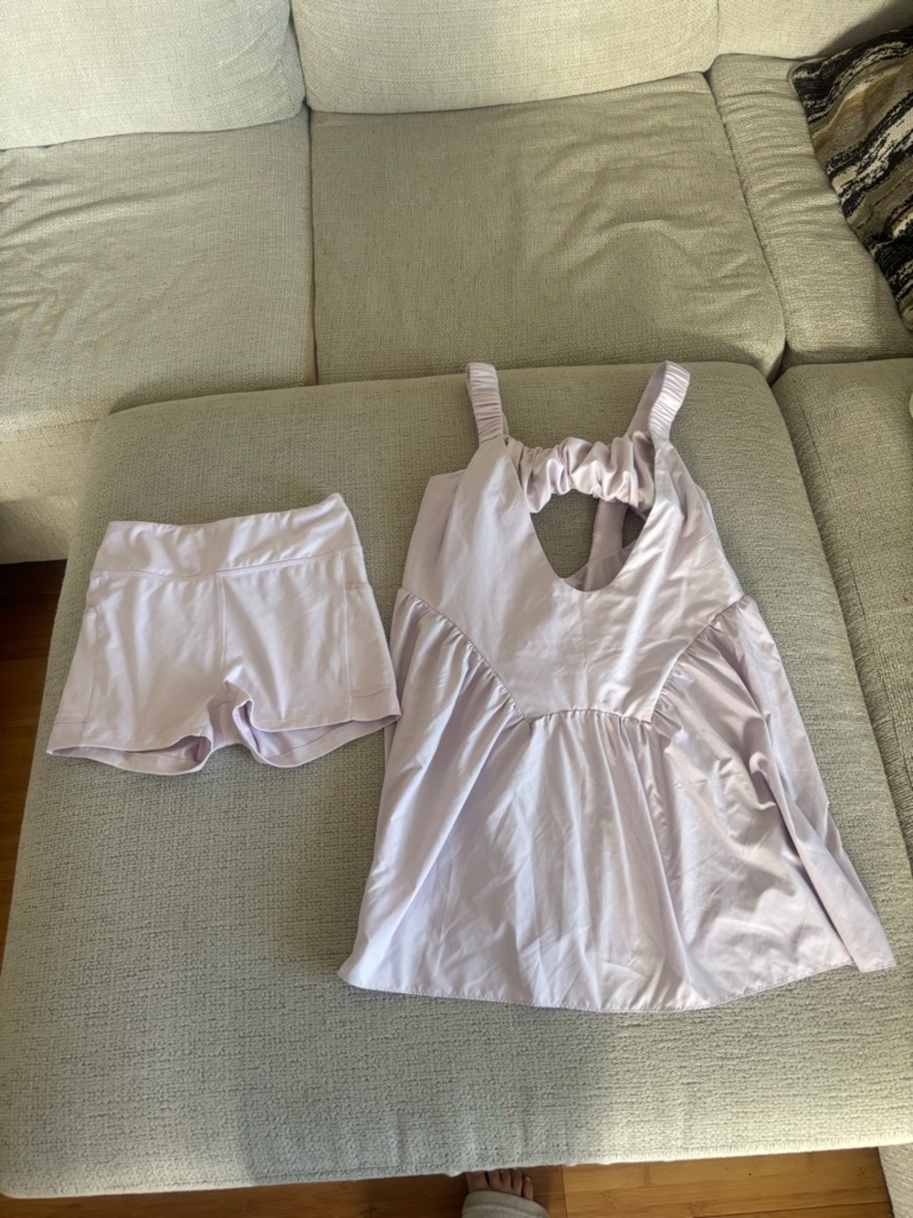 Free people movement dress with cut outs and matching biker shorts!
